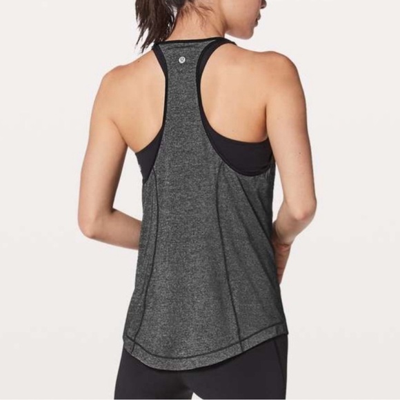 Lululemon Time to Sweat Tank My Race My Pace Heathered Black - Picture 2 of 6